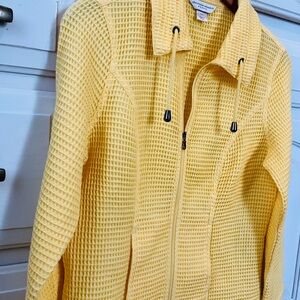 Christopher & Banks Yellow Waffle Knit Jacket